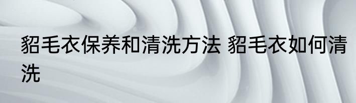 貂毛衣保养和清洗方法 貂毛衣如何清洗