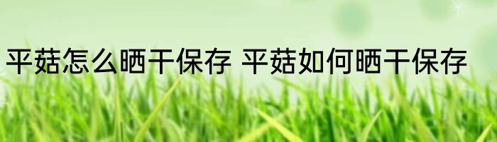 平菇怎么晒干保存 平菇如何晒干保存