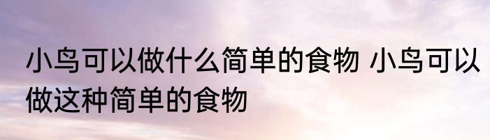 小鸟可以做什么简单的食物 小鸟可以做这种简单的食物