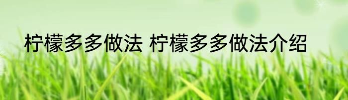 柠檬多多做法 柠檬多多做法介绍