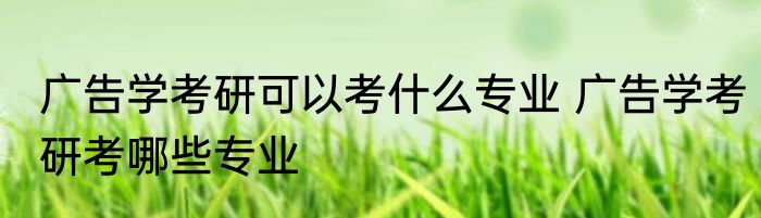 广告学考研可以考什么专业 广告学考研考哪些专业
