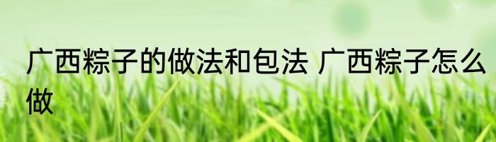 广西粽子的做法和包法 广西粽子怎么做