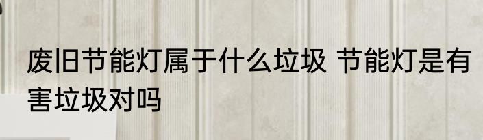废旧节能灯属于什么垃圾 节能灯是有害垃圾对吗