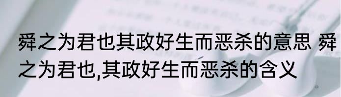 舜之为君也其政好生而恶杀的意思 舜之为君也,其政好生而恶杀的含义