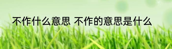 不作什么意思 不作的意思是什么