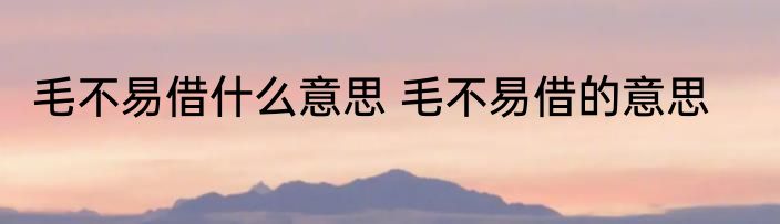 毛不易借什么意思 毛不易借的意思