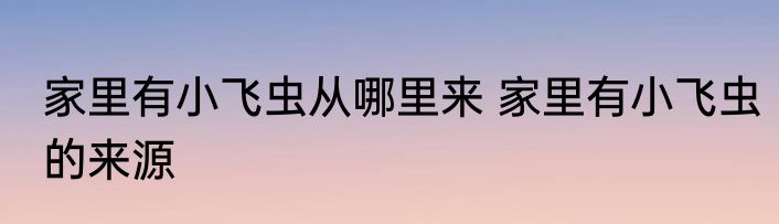 家里有小飞虫从哪里来 家里有小飞虫的来源