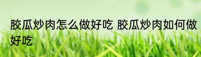 胶瓜炒肉怎么做好吃 胶瓜炒肉如何做好吃