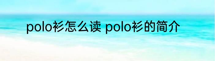 polo衫怎么读 polo衫的简介