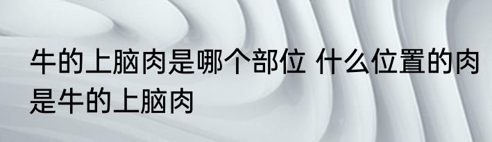 牛的上脑肉是哪个部位 什么位置的肉是牛的上脑肉