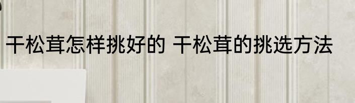 干松茸怎样挑好的 干松茸的挑选方法