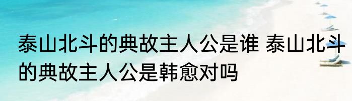 泰山北斗的典故主人公是谁 泰山北斗的典故主人公是韩愈对吗