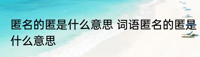 匿名的匿是什么意思 词语匿名的匿是什么意思