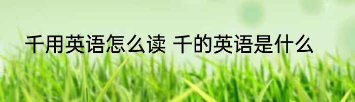 千用英语怎么读 千的英语是什么