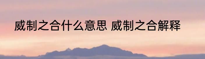 威制之合什么意思 威制之合解释