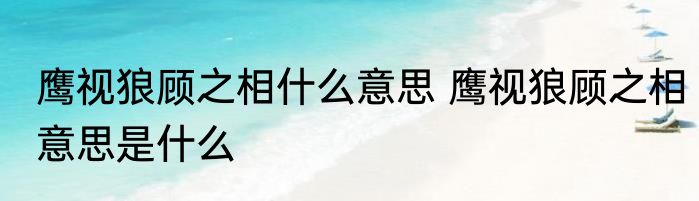 鹰视狼顾之相什么意思 鹰视狼顾之相意思是什么