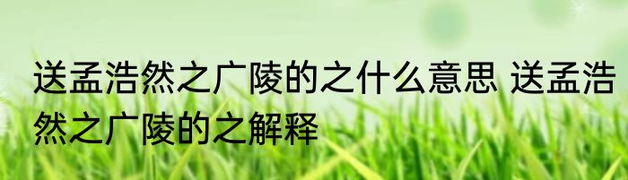 送孟浩然之广陵的之什么意思 送孟浩然之广陵的之解释