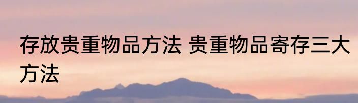 存放贵重物品方法 贵重物品寄存三大方法
