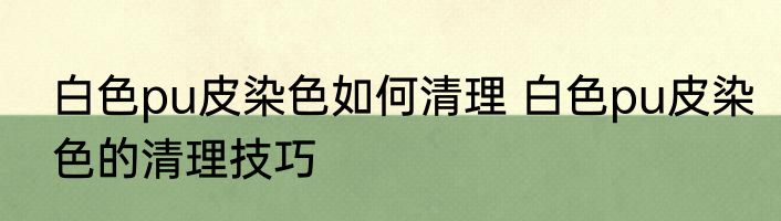 白色pu皮染色如何清理 白色pu皮染色的清理技巧