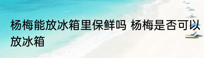 杨梅能放冰箱里保鲜吗 杨梅是否可以放冰箱