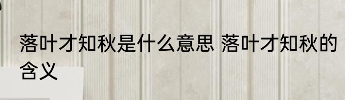 落叶才知秋是什么意思 落叶才知秋的含义