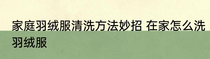 家庭羽绒服清洗方法妙招 在家怎么洗羽绒服
