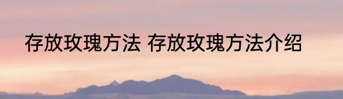 存放玫瑰方法 存放玫瑰方法介绍