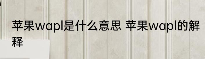 苹果wapl是什么意思 苹果wapl的解释