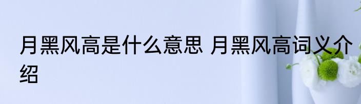 月黑风高是什么意思 月黑风高词义介绍