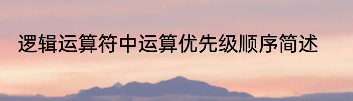 逻辑运算符中运算优先级顺序简述