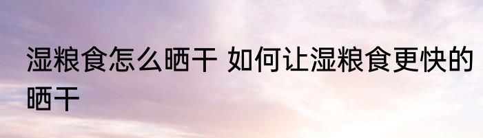 湿粮食怎么晒干 如何让湿粮食更快的晒干