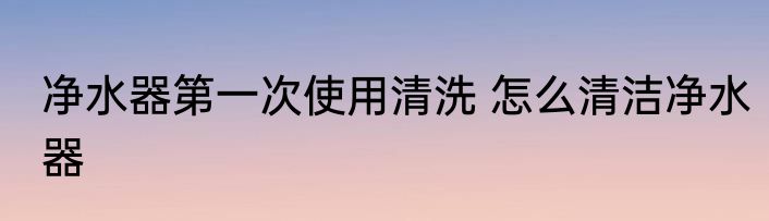 净水器第一次使用清洗 怎么清洁净水器