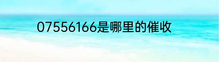 07556166是哪里的催收