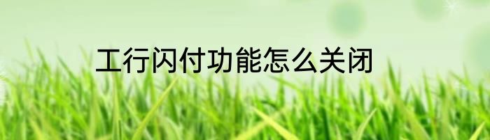 工行闪付功能怎么关闭