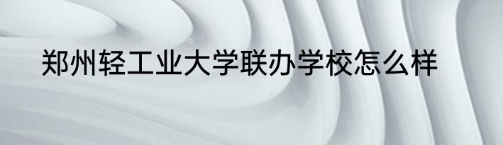 郑州轻工业大学联办学校怎么样