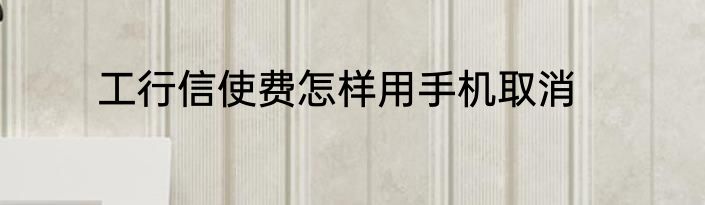 工行信使费怎样用手机取消