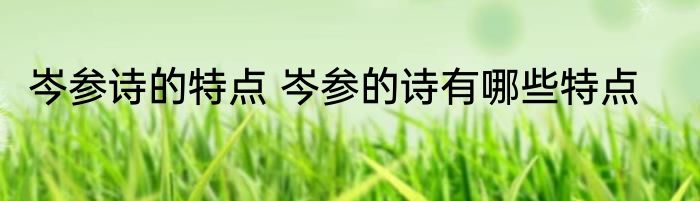 岑参诗的特点 岑参的诗有哪些特点