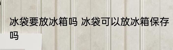 冰袋要放冰箱吗 冰袋可以放冰箱保存吗