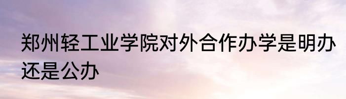 郑州轻工业学院对外合作办学是明办还是公办