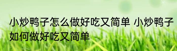小炒鸭子怎么做好吃又简单 小炒鸭子如何做好吃又简单