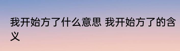 我开始方了什么意思 我开始方了的含义