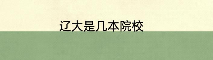 辽大是几本院校