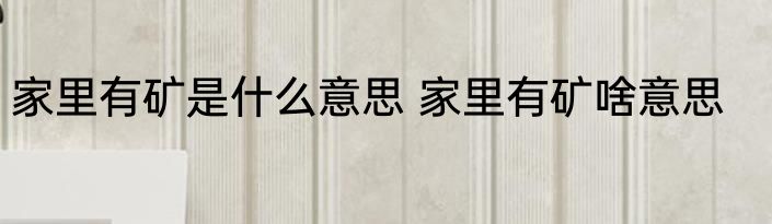 家里有矿是什么意思 家里有矿啥意思