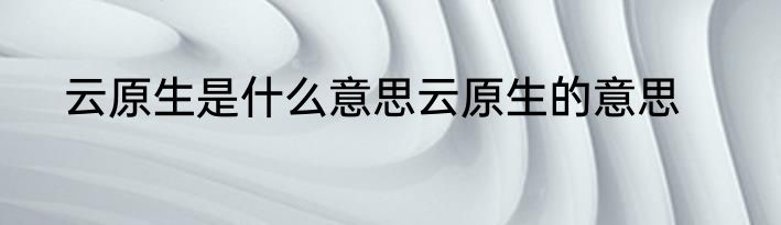 云原生是什么意思云原生的意思