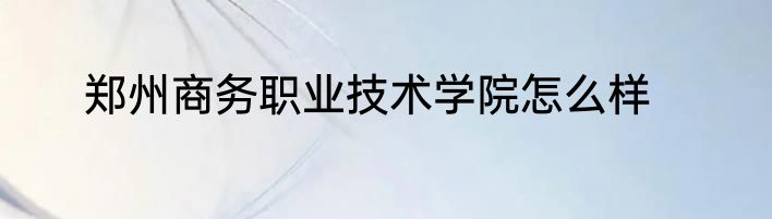 郑州商务职业技术学院怎么样