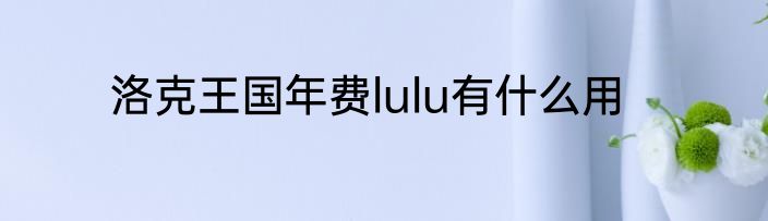 洛克王国年费lulu有什么用