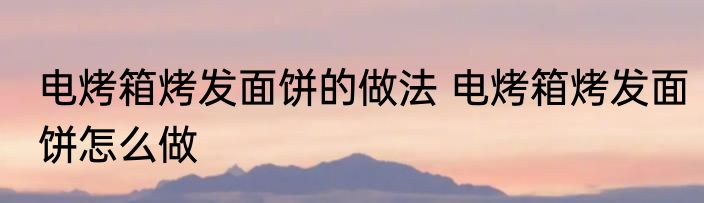 电烤箱烤发面饼的做法 电烤箱烤发面饼怎么做