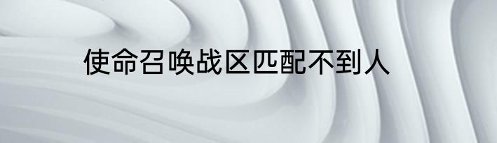 使命召唤战区匹配不到人