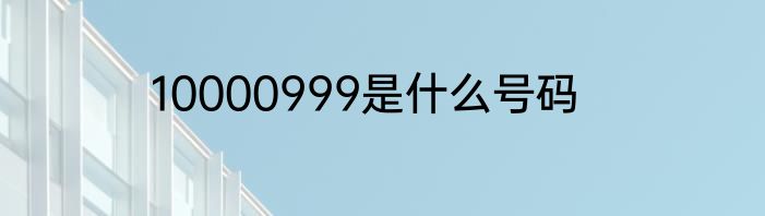 10000999是什么号码