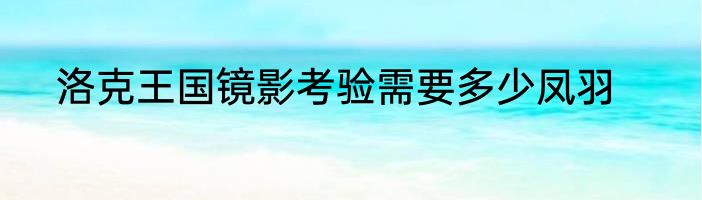 洛克王国镜影考验需要多少凤羽